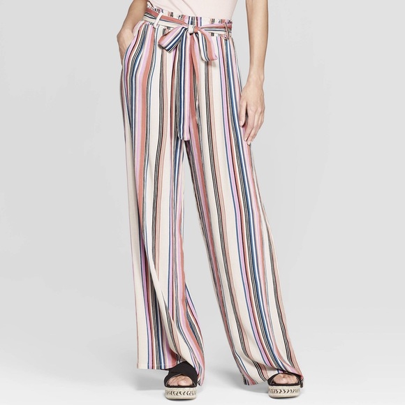 Xhilaration Pants - XHILIRATION Striped Paper-Bag Pants